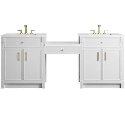 Bellshire 84" Dual Vanity Set with 24" Make-Up Counter