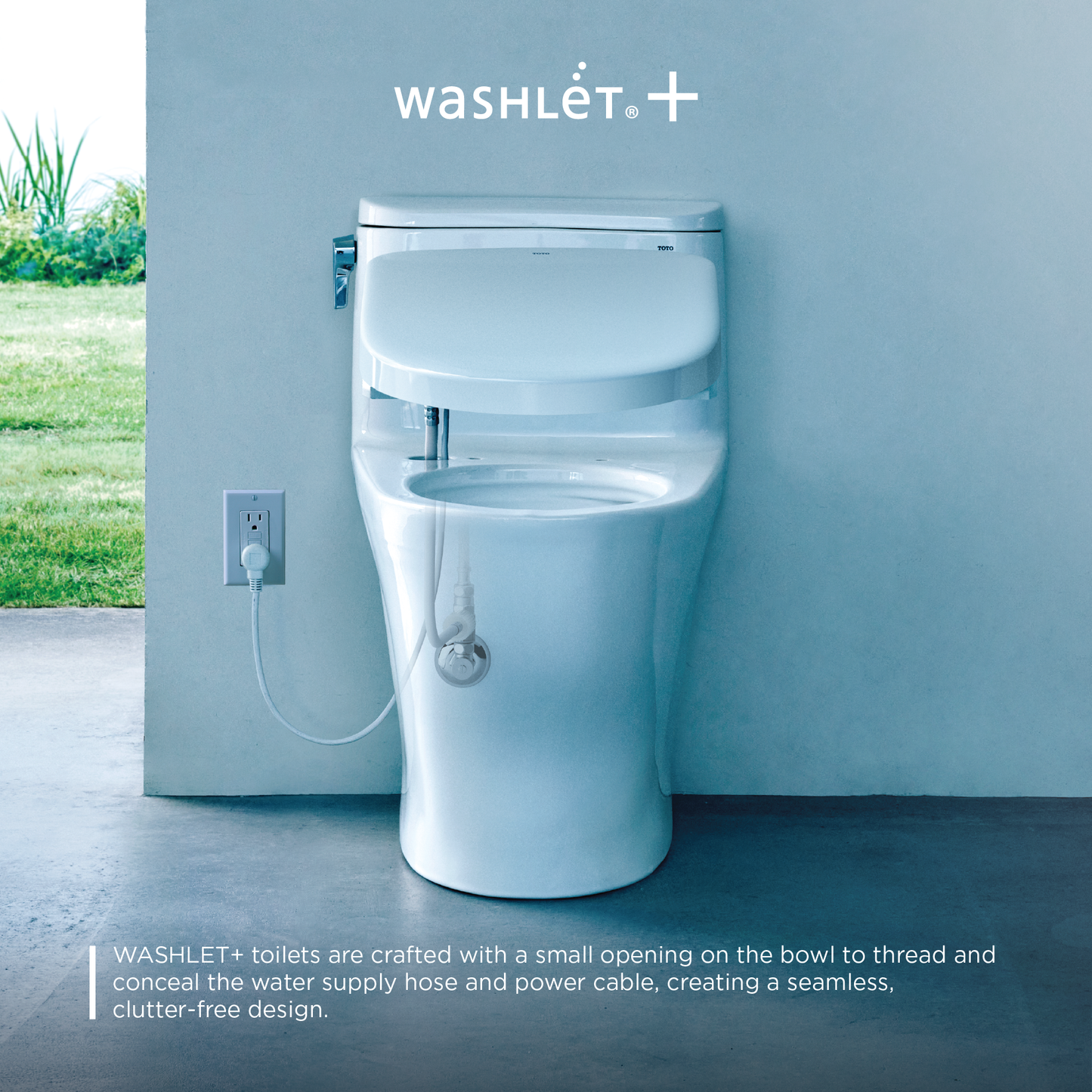 Redington WASHLET+ S7A One-Piece Elongated 1.28 GPF Auto Flush Universal Height Toilet with CEFIONTECT