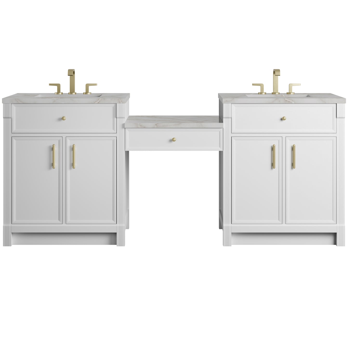 Bellshire 84" Dual Vanity Set with 24" Make-Up Counter