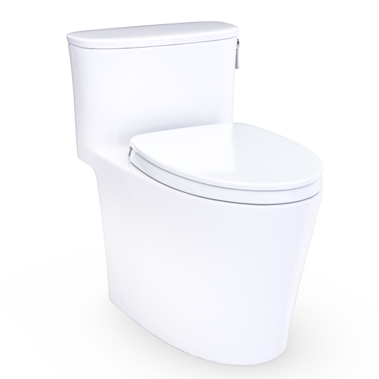Toto Aurora One-Piece Elongated 1.28 Gpf Washlet+ And Auto Flush Ready Universal Height Toilet With Right-Hand Trip Lever, Cefiontect And Ss124 Softclose Seat