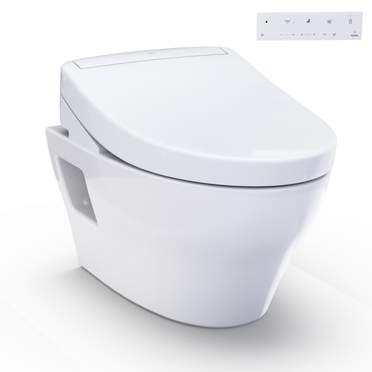 WASHLET+ EP Wall-Hung Elongated Toilet and WASHLET S5 Bidet Seat and DuoFit In-Wall 0.9 and 1.28 GPF Dual-Flush Tank System