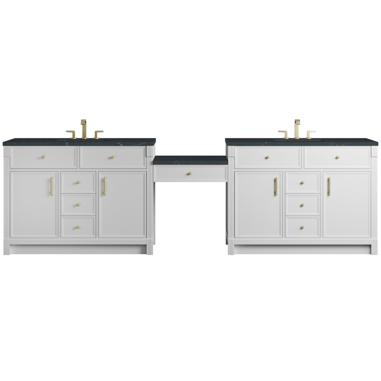 James Martin Vanities Bellshire 120" Dual Vanity Set with 24" Make-Up Counter