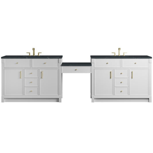 James Martin Vanities Bellshire 120" Dual Vanity Set with 24" Make-Up Counter