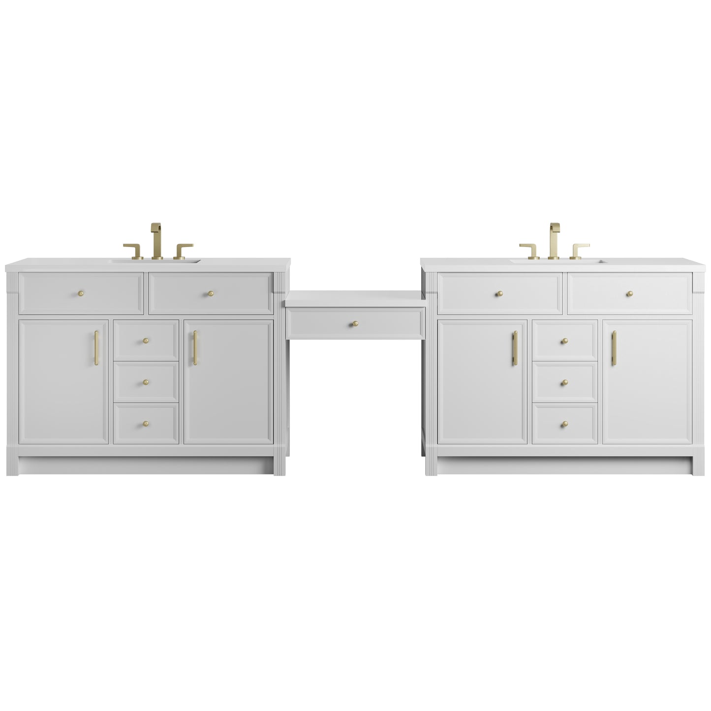 Bellshire 120" Dual Vanity Set with 24" Make-Up Counter