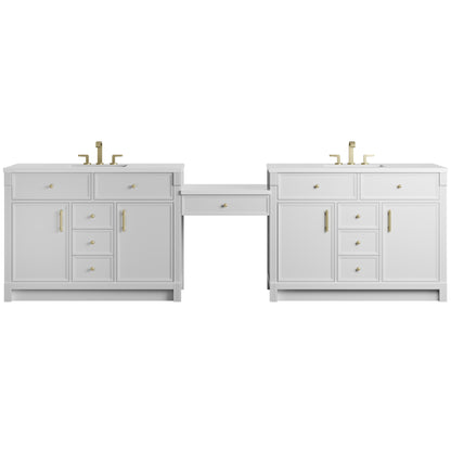 Bellshire 120" Dual Vanity Set with 24" Make-Up Counter