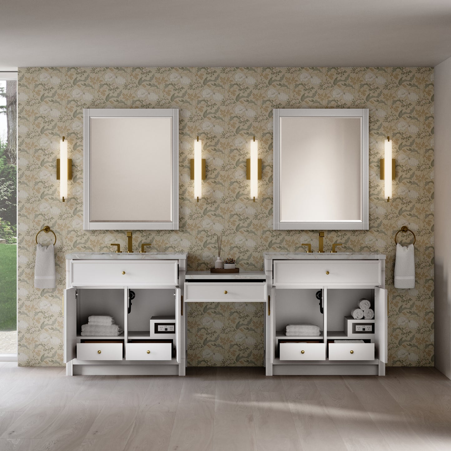 Bellshire 96" Dual Vanity Set with 24" Make-Up Counter
