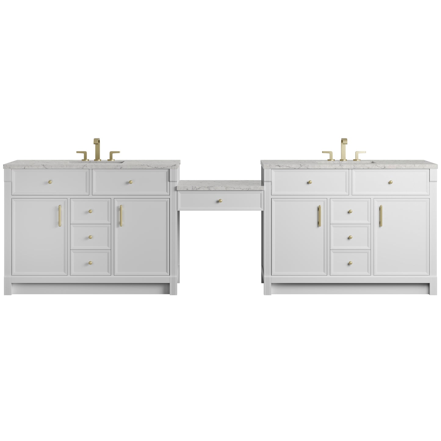 Bellshire 120" Dual Vanity Set with 24" Make-Up Counter