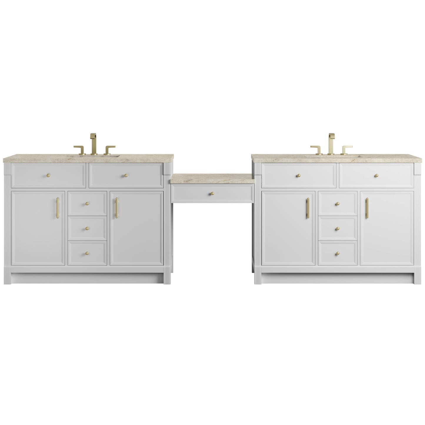 Bellshire 120" Dual Vanity Set with 24" Make-Up Counter