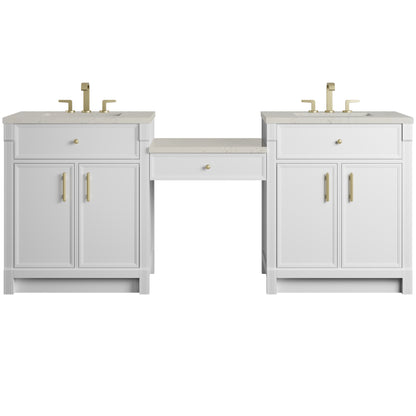 Bellshire 84" Dual Vanity Set with 24" Make-Up Counter
