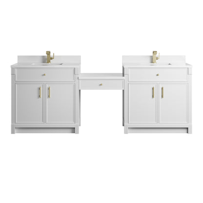 Bellshire 96" Dual Vanity Set with 24" Make-Up Counter