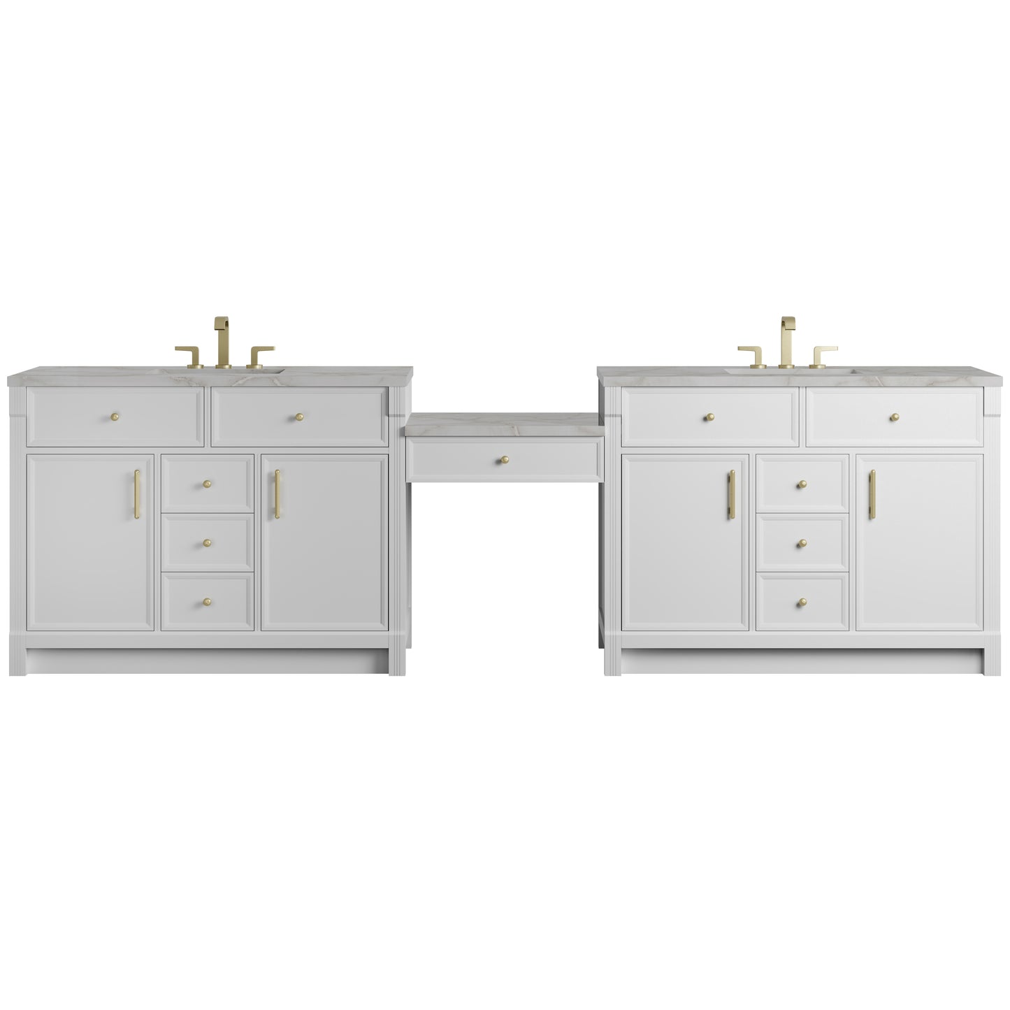 Bellshire 120" Dual Vanity Set with 24" Make-Up Counter