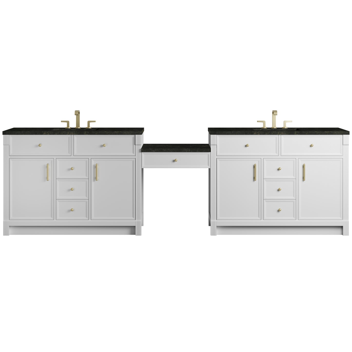 Bellshire 120" Dual Vanity Set with 24" Make-Up Counter