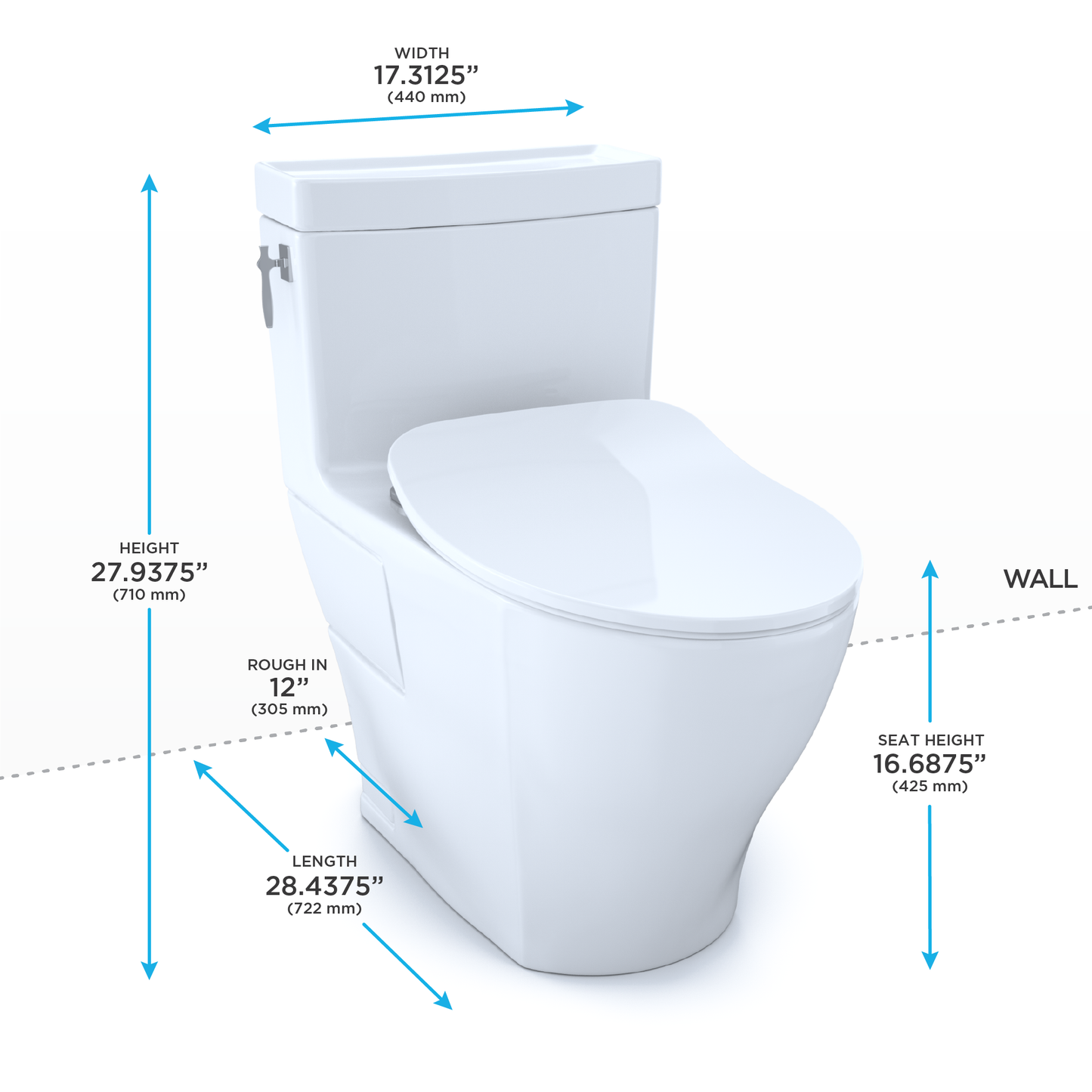 Aimes One-Piece Elongated 1.28 GPF Toilet with CEFIONTECT and SoftClose Seat