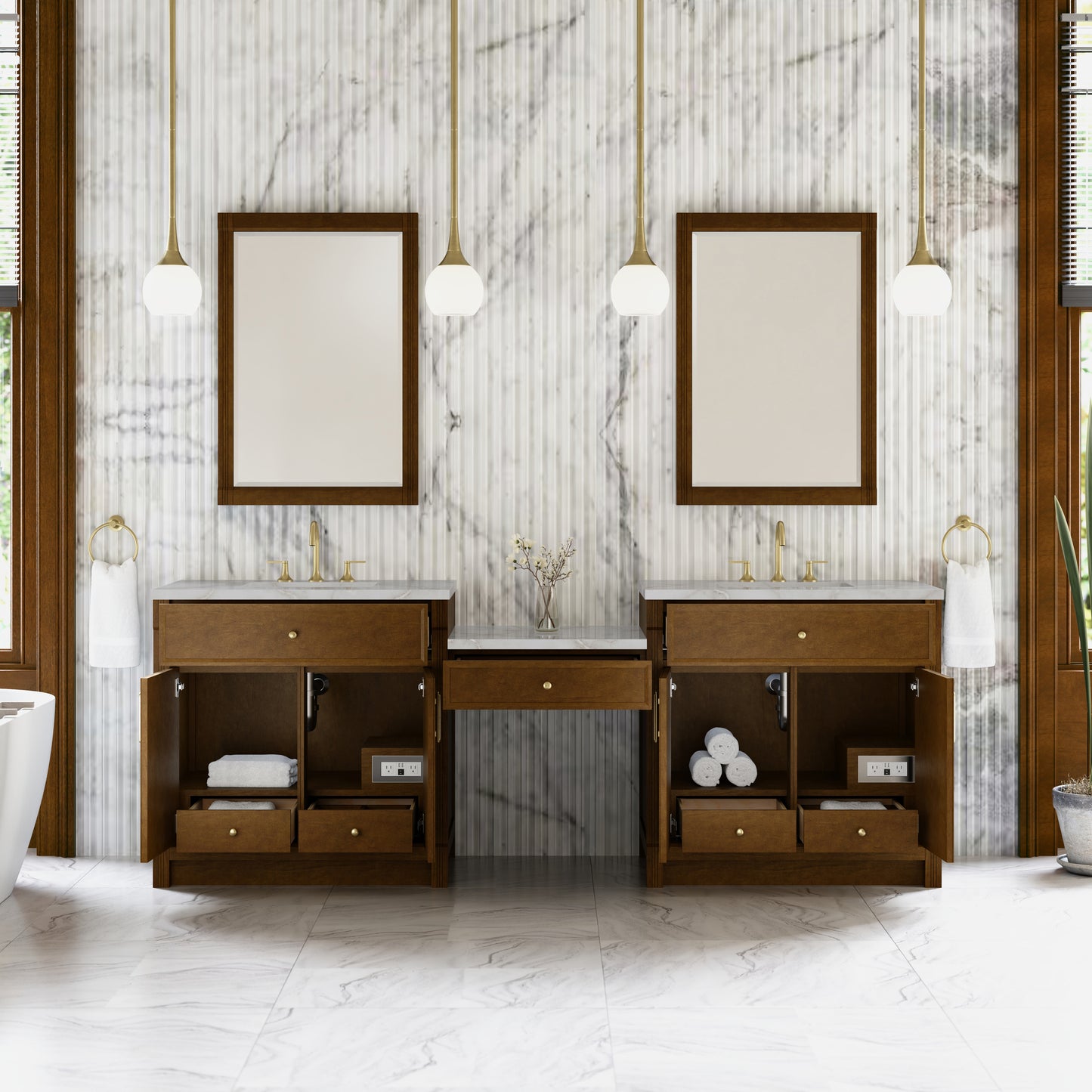 Bellshire 96" Dual Vanity Set with 24" Make-Up Counter