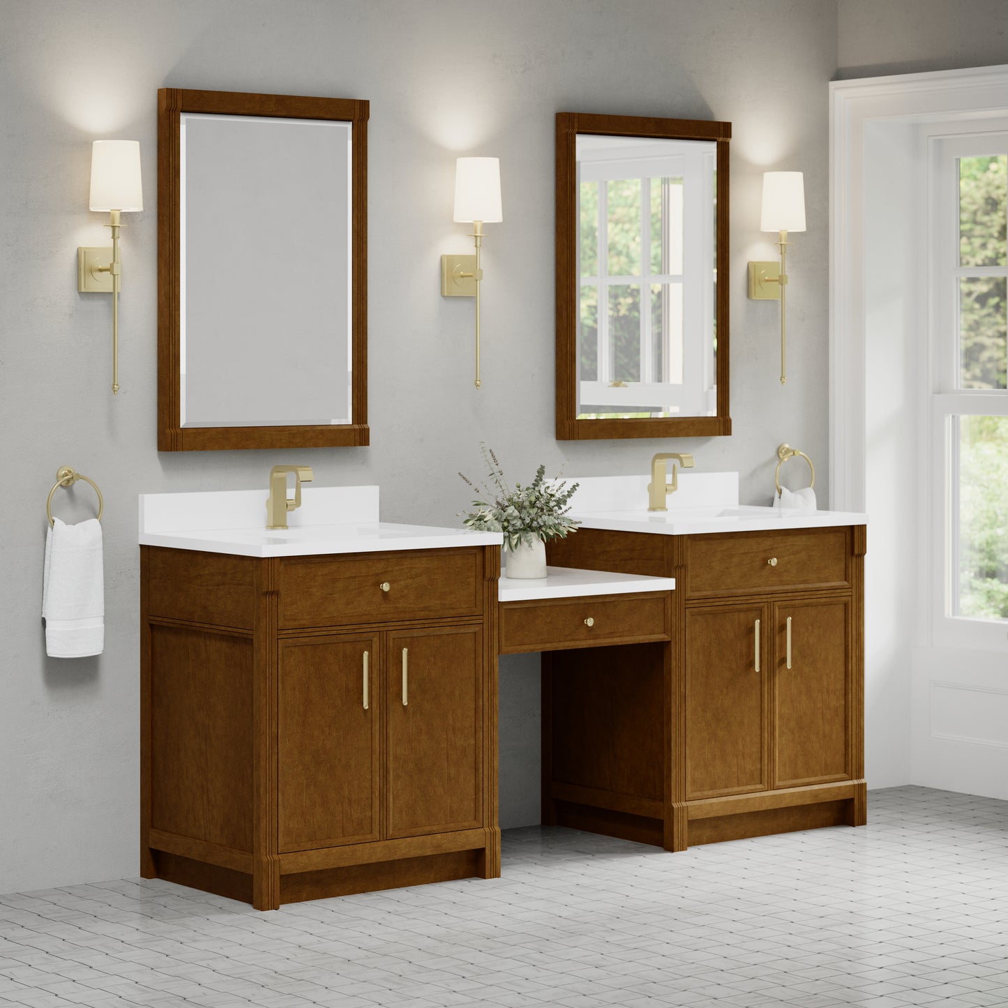 Bellshire 84" Dual Vanity Set with 24" Make-Up Counter