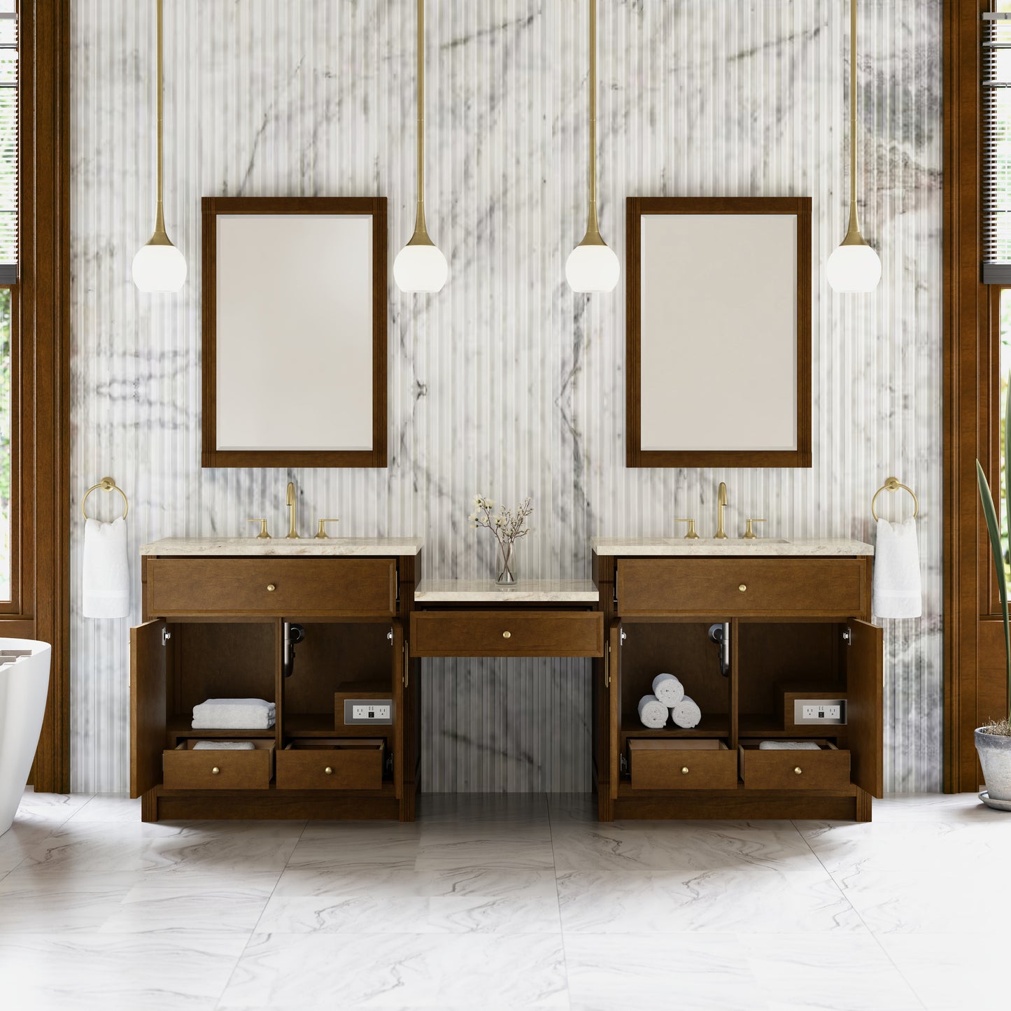 Bellshire 96" Dual Vanity Set with 24" Make-Up Counter