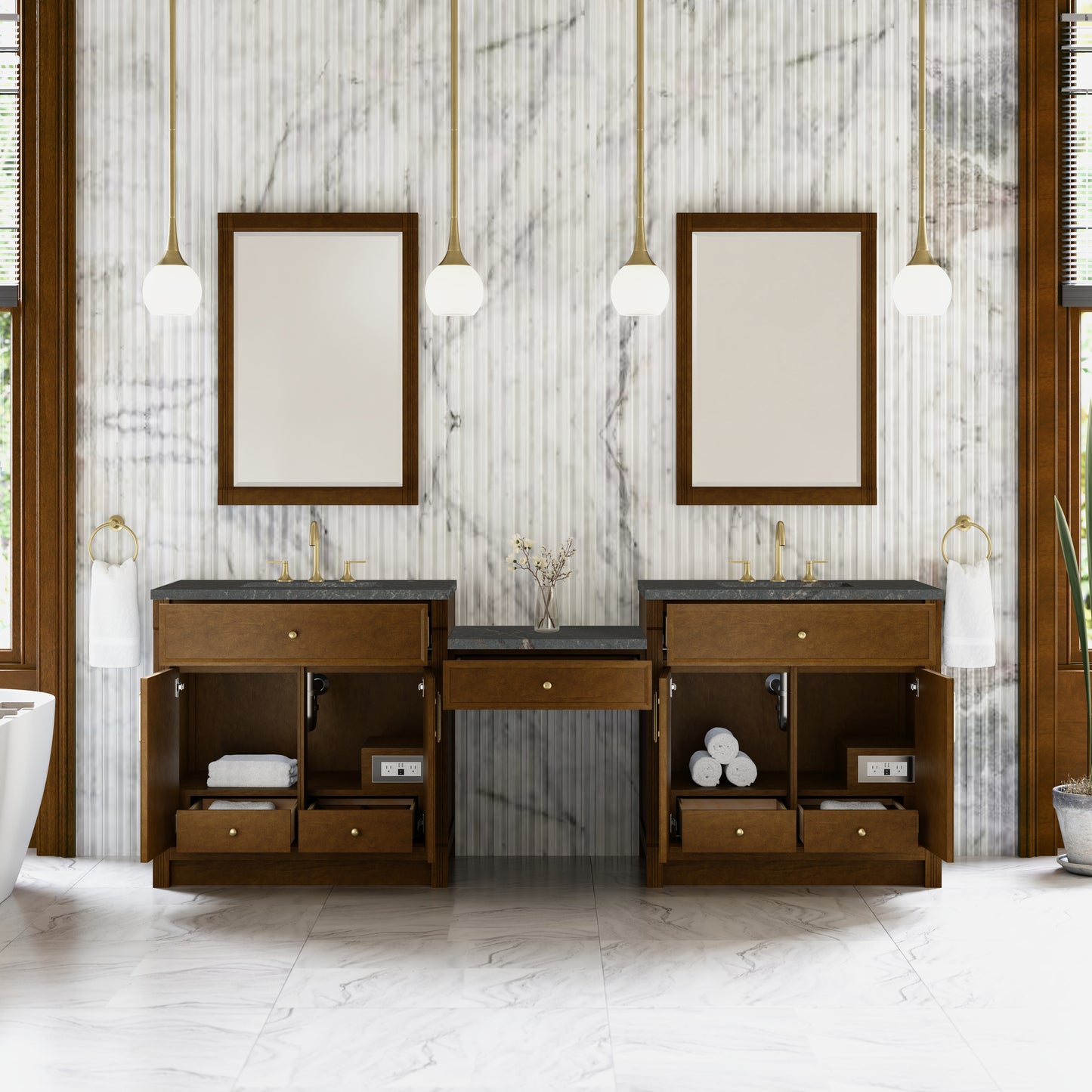 Bellshire 96" Dual Vanity Set with 24" Make-Up Counter