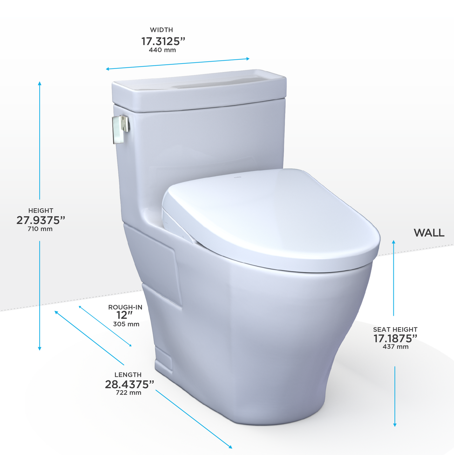 WASHLET+ Legato One-Piece Elongated 1.28 GPF Toilet and Contemporary WASHLET S7A Contemporary Bidet Seat