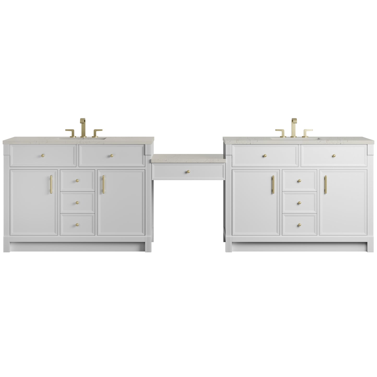 Bellshire 120" Dual Vanity Set with 24" Make-Up Counter