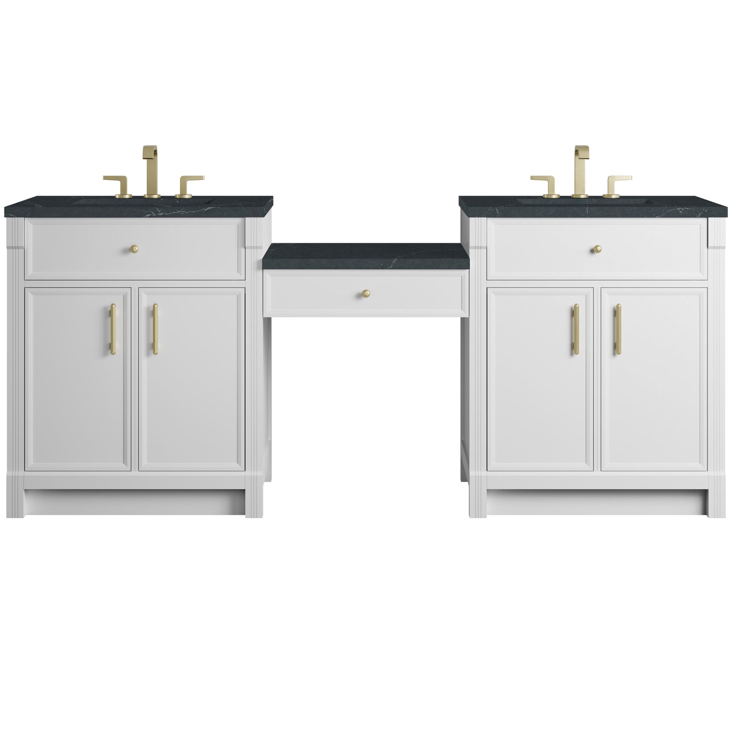 James Martin Vanities Bellshire 84" Dual Vanity Set with 24" Make-Up Counter