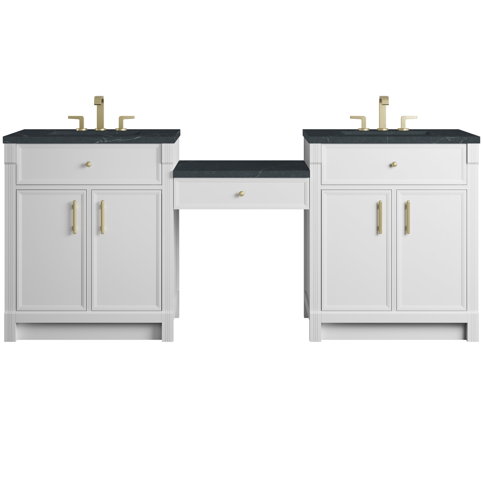 James Martin Vanities Bellshire 84" Dual Vanity Set with 24" Make-Up Counter