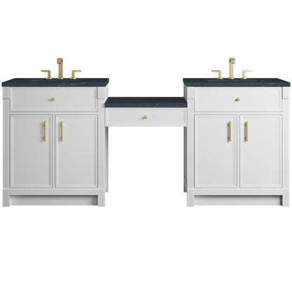 James Martin Vanities Bellshire 84" Dual Vanity Set with 24" Make-Up Counter