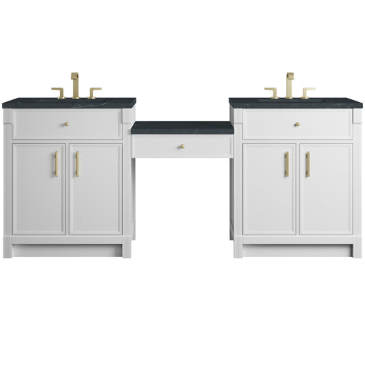James Martin Vanities Bellshire 84" Dual Vanity Set with 24" Make-Up Counter