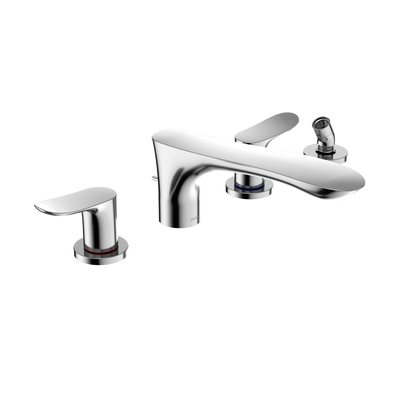 Go Two-Handle Deck-Mount Roman Tub Filler Trim With Handshower