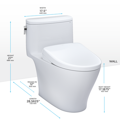 WASHLET+ Nexus 1G One-Piece Elongated 1.0 GPF Toilet with S7A Contemporary Bidet Seat
