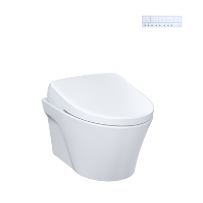 WASHLET+ AP Wall-Hung Elongated Toilet with S7 Contemporary Bidet Seat and DuoFit In-Wall 0.9 and 1.28 GPF Dual-Flush Tank System