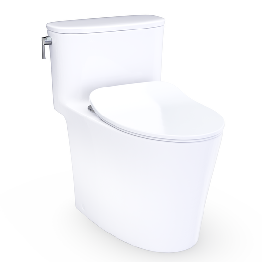 Toto Aurora One-Piece Elongated 1.28 Gpf Washlet+ And Auto Flush Ready Universal Height Toilet With Cefiontect And Ss234 Softclose Seat