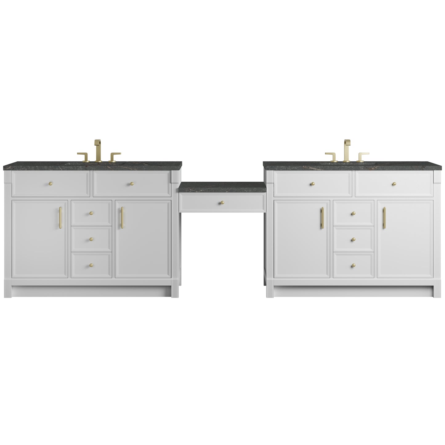 Bellshire 120" Dual Vanity Set with 24" Make-Up Counter