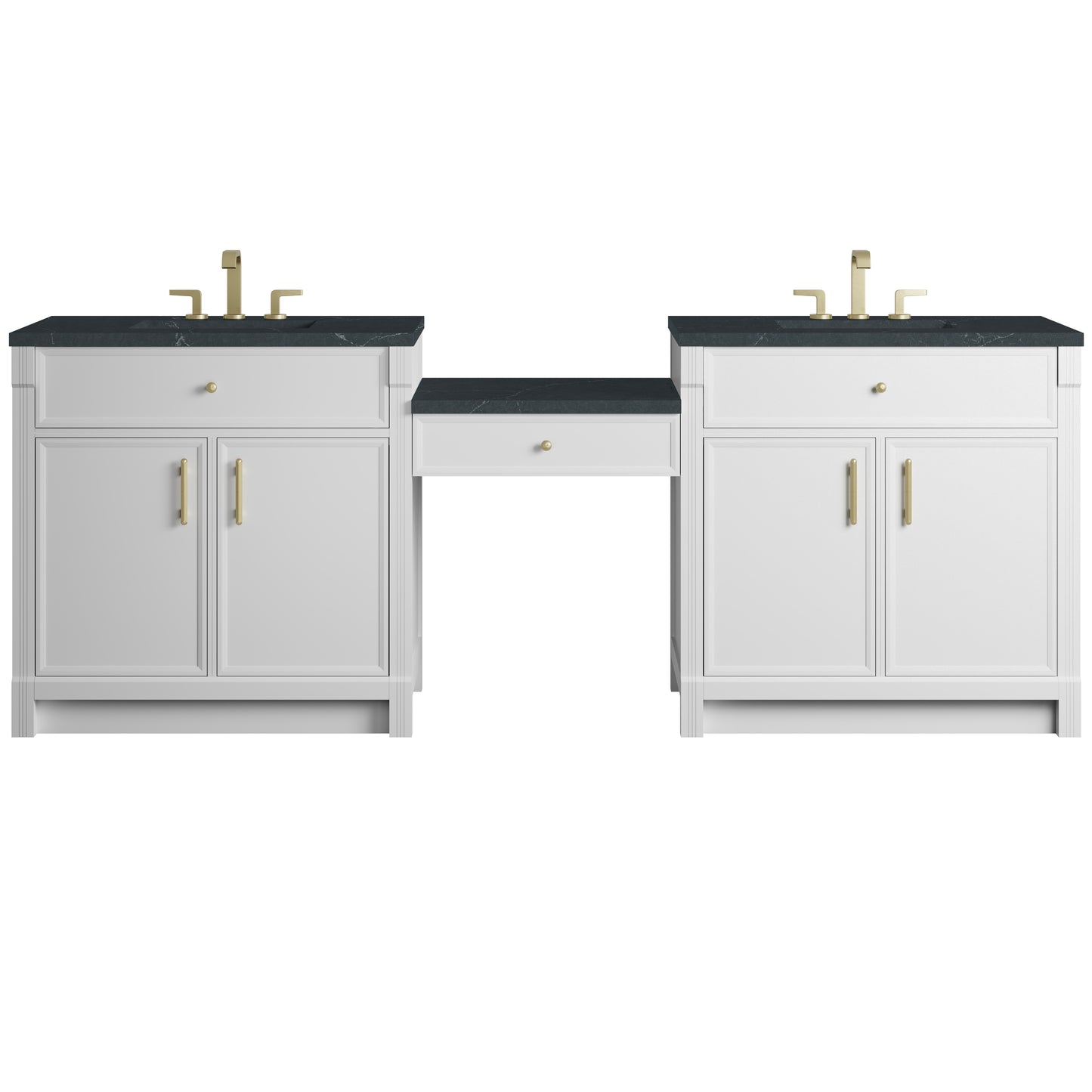 James Martin Vanities Bellshire 96" Dual Vanity Set with 24" Make-Up Counter