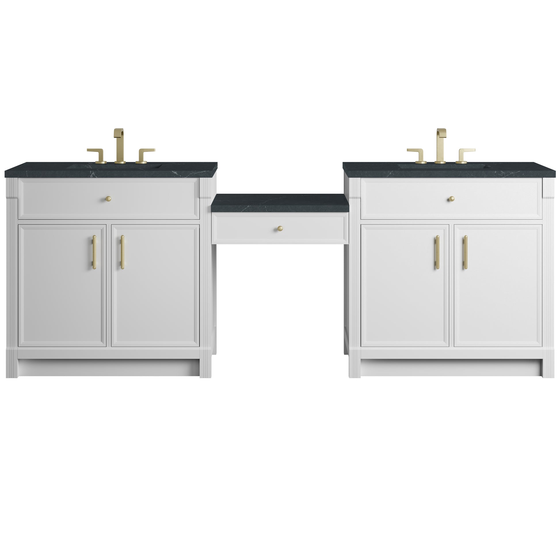 James Martin Vanities Bellshire 96" Dual Vanity Set with 24" Make-Up Counter
