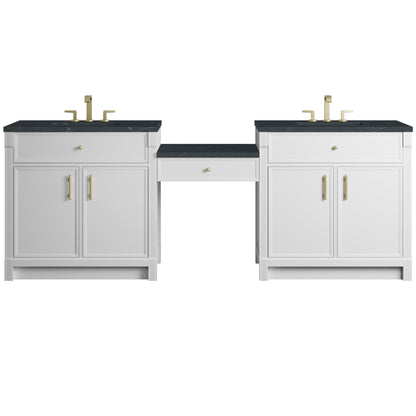 James Martin Vanities Bellshire 96" Dual Vanity Set with 24" Make-Up Counter