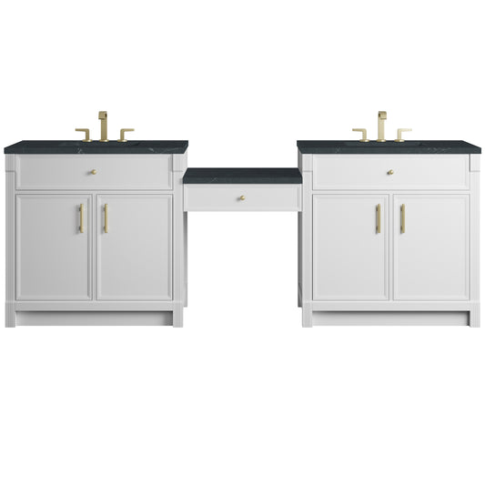 James Martin Vanities Bellshire 96" Dual Vanity Set with 24" Make-Up Counter
