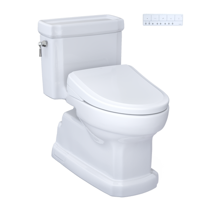 WASHLET+ Eco Guinevere Elongated 1.28 GPF Universal Height Toilet with S7 Classic Bidet Seat