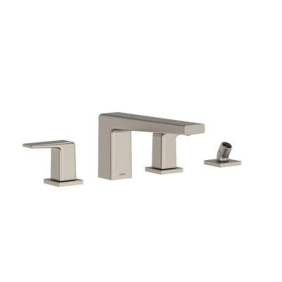 Gb Two-Handle Deck-Mount Roman Tub Filler Trim With Handshower