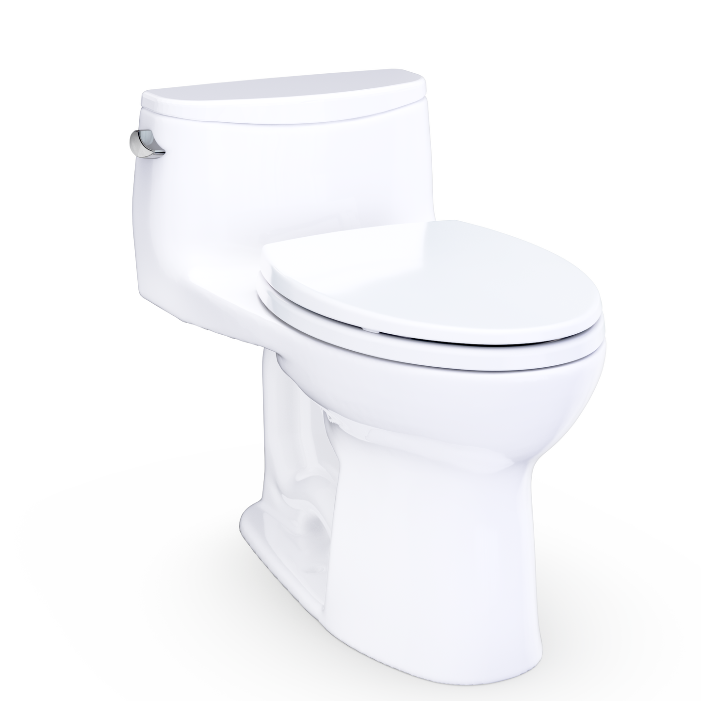 Ultramax Low Profile One-Piece Elongated 1.28 GPF Universal Height Toilet with CEFIONTECT and SS114 SoftClose Seat