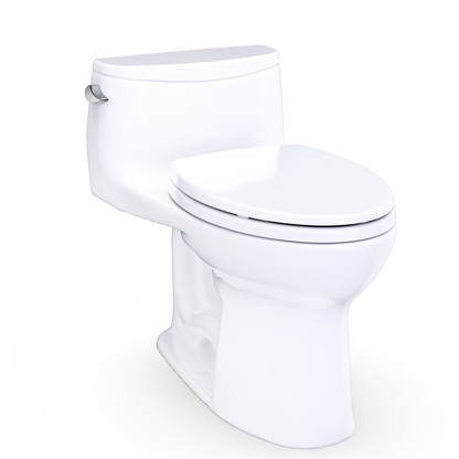 Ultramax Low Profile One-Piece Elongated 1.28 GPF Universal Height Toilet with CEFIONTECT and SS114 SoftClose Seat
