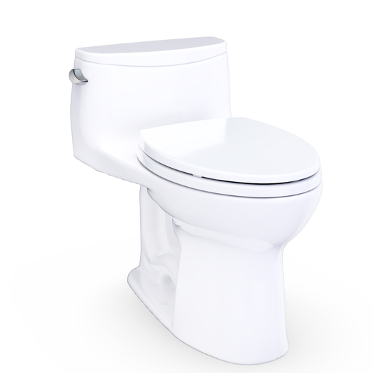 Ultramax Low Profile One-Piece Elongated 1.28 GPF Universal Height Toilet with CEFIONTECT and SS114 SoftClose Seat