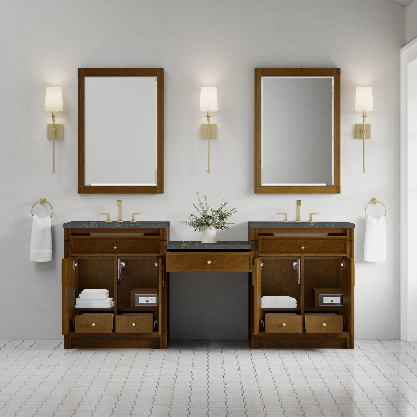 Bellshire 84" Dual Vanity Set with 24" Make-Up Counter
