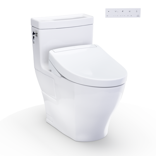 WASHLET+ Aimes One-Piece Elongated 1.28 GPF Toilet and WASHLET S5 Bidet Seat