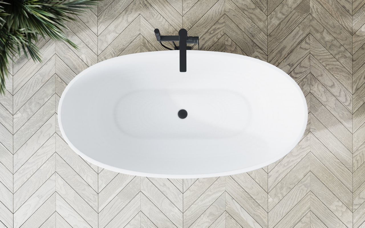 aquatica corelia-black-wht freestanding solid surface bathtub - matte black and white