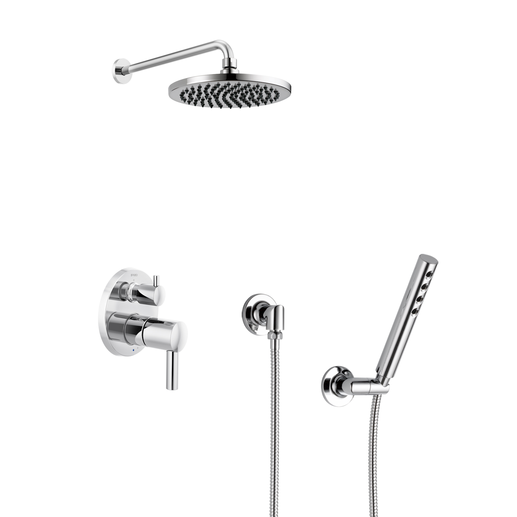 brizo odin shower set with 8" showerhead and handheld in polished chrome