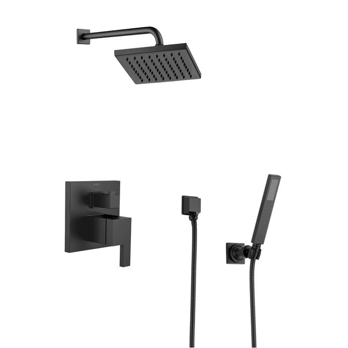 Brizo Siderna Shower Set with 8" Square Showerhead, Handheld and Diverter Trim in Matte Black BRSID1BL5