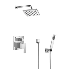 brizo siderna shower set with 8" square showerhead, handheld and diverter trim in polished chrome