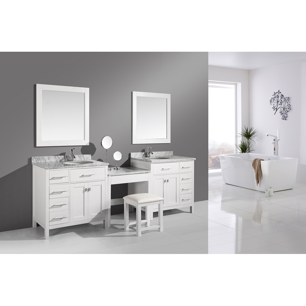 design element london two 36" vanities with a make-up table - white
