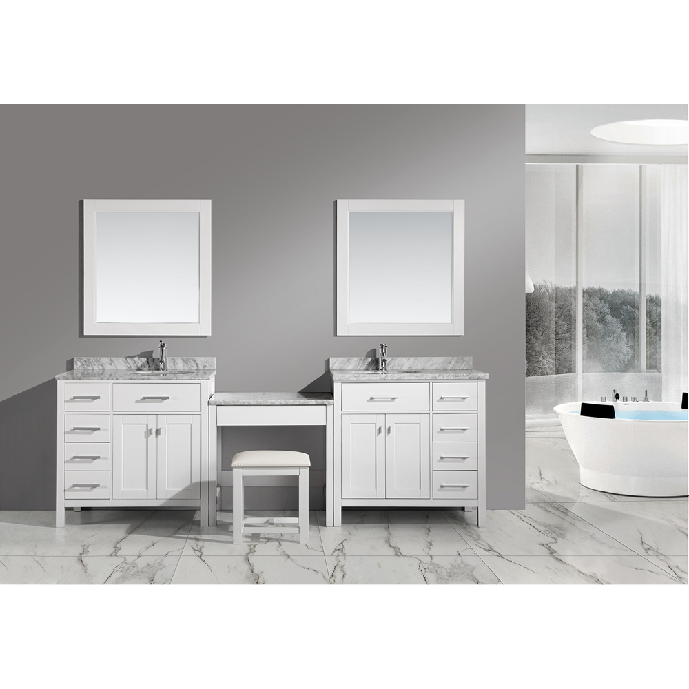 design element london two 36" vanities with a make-up table - white