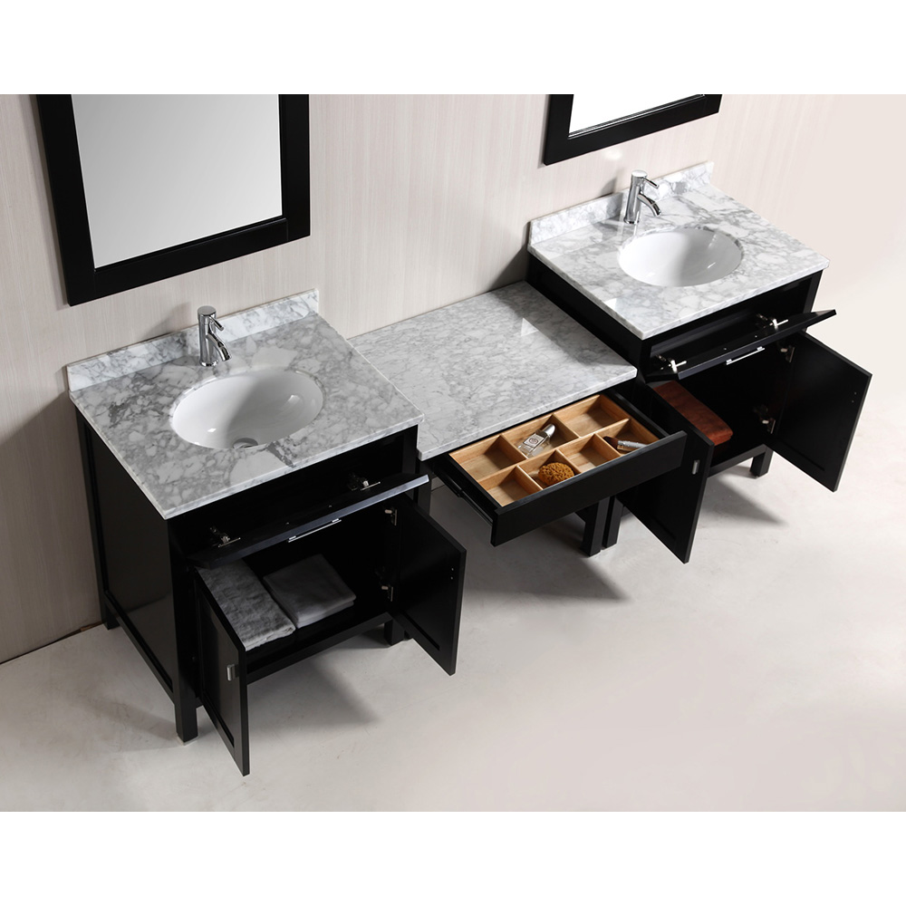 design element london two 30" single vanities with make-up table - espresso